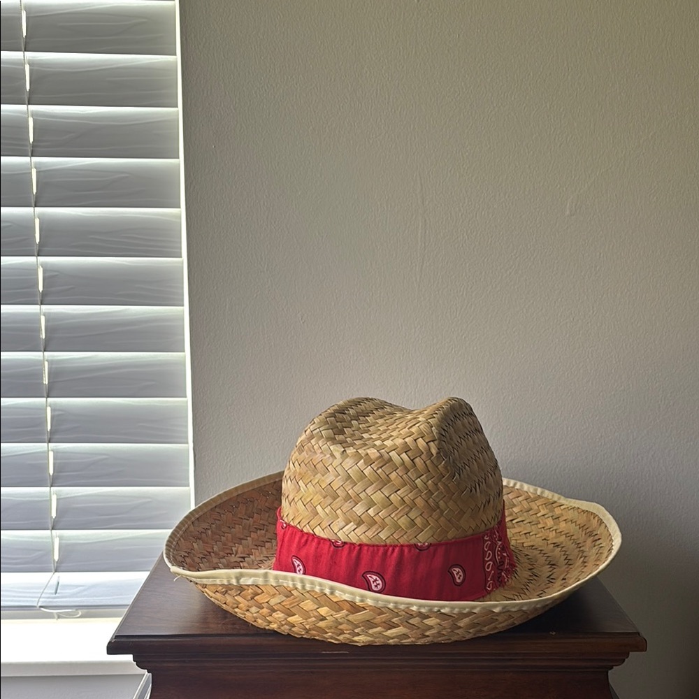 Straw Hat with Red Bandana